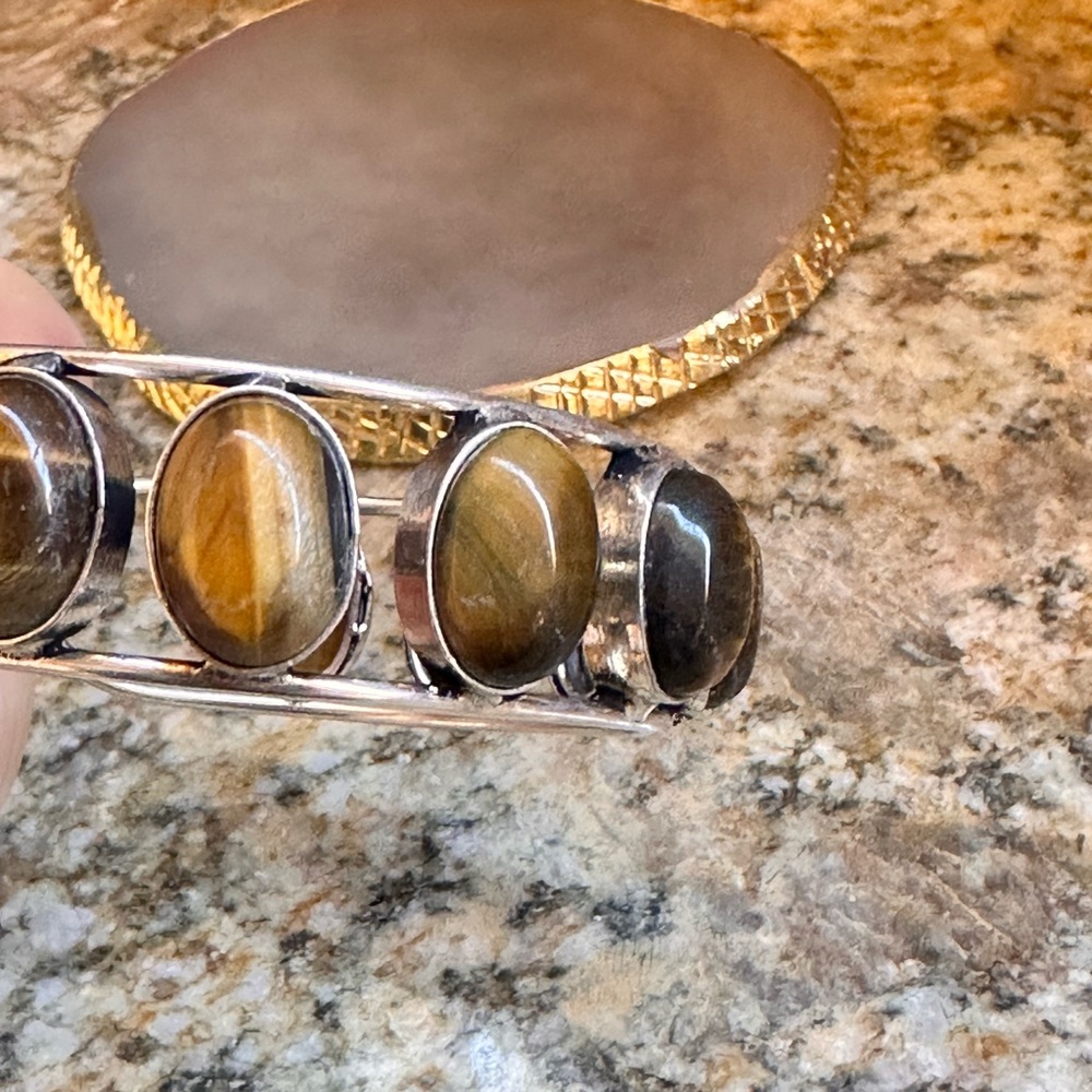 COPY - Silver Tiger’s Eye Stone Cuff Bracelet - Picture 10 of 11